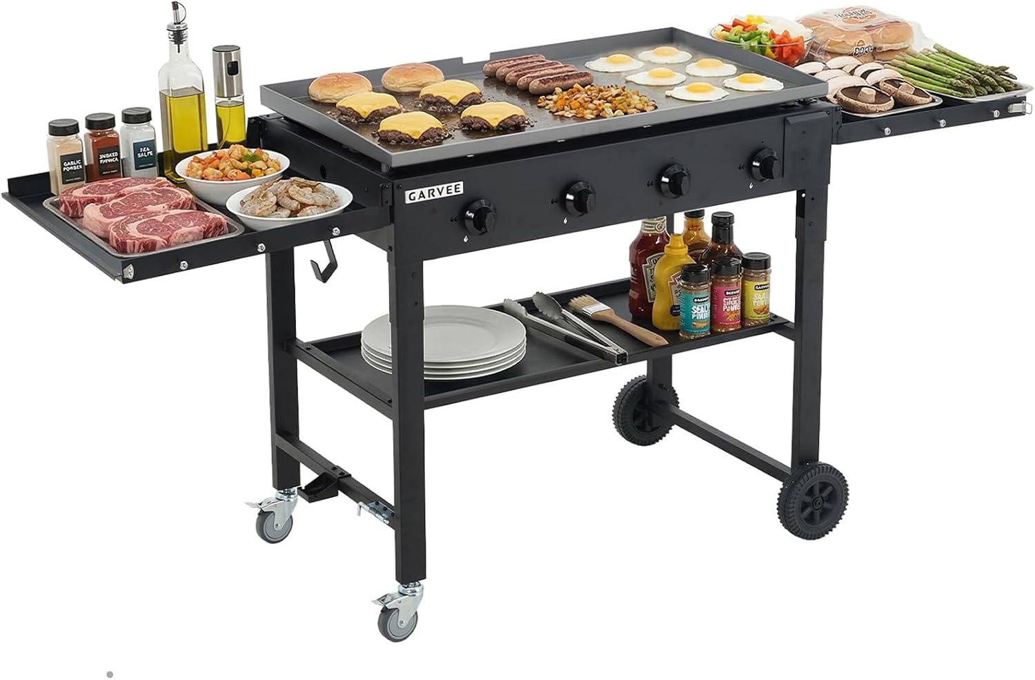 Camping Cooking Flat Top - Tacleekii 36-Zoll-Flachgrill, 4-Brenner-Propan-Gasgrillplatte, 60.000 BTU Flachgrill