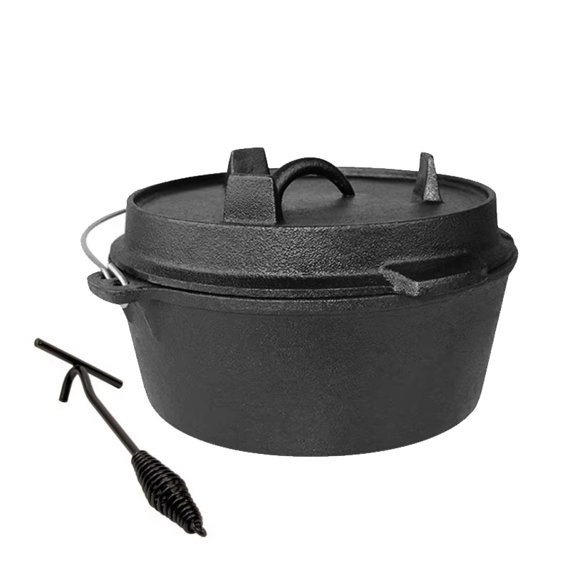 Camp Dutch Oven Cast - 25cm Gusseisen Dutch Oven Campingtopf Tragbarer