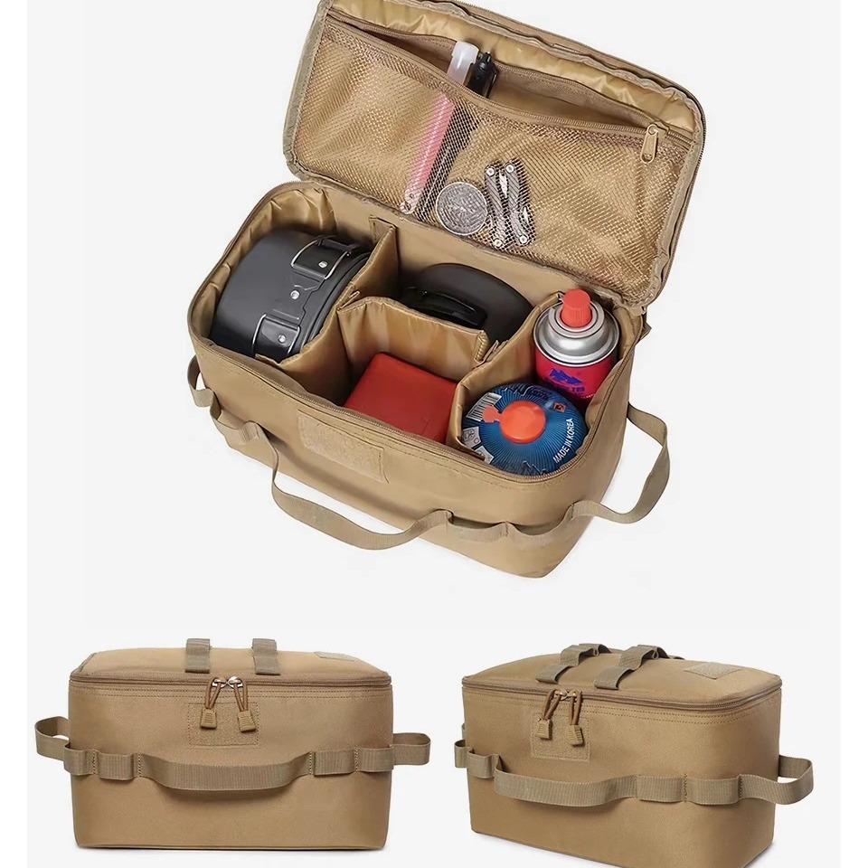 Camping Cooking Organizer - Outdoor-Camping-Gastank-Aufbewahrungstasche, große Kapazität, Bodennagel-Werkzeugtasche, Gasbehälter, Picknick-Kochgeschirr-Set-Tasche