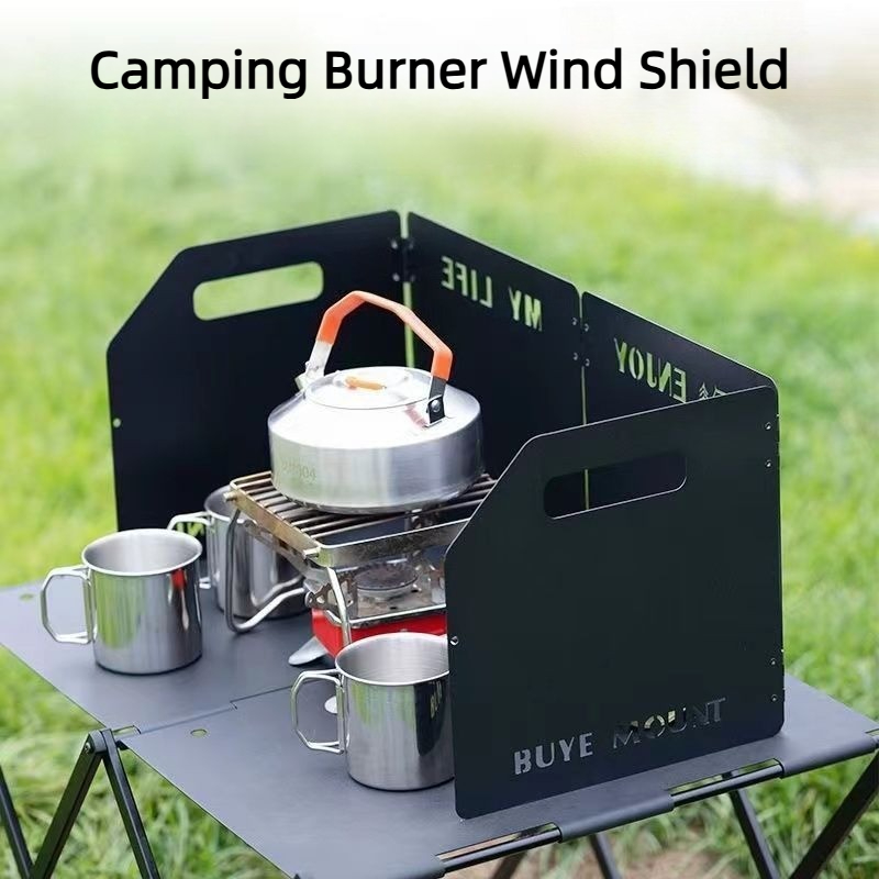 Camping Hiking Cooking - Campingkocher-Windschutz 4-fach faltbarer Windschutz Tragbarer klappbarer